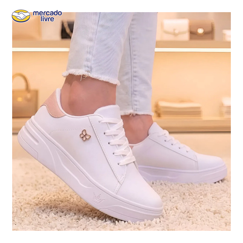 Tênis Feminino Casual Sapatênis Branco Confortavel Star Leve