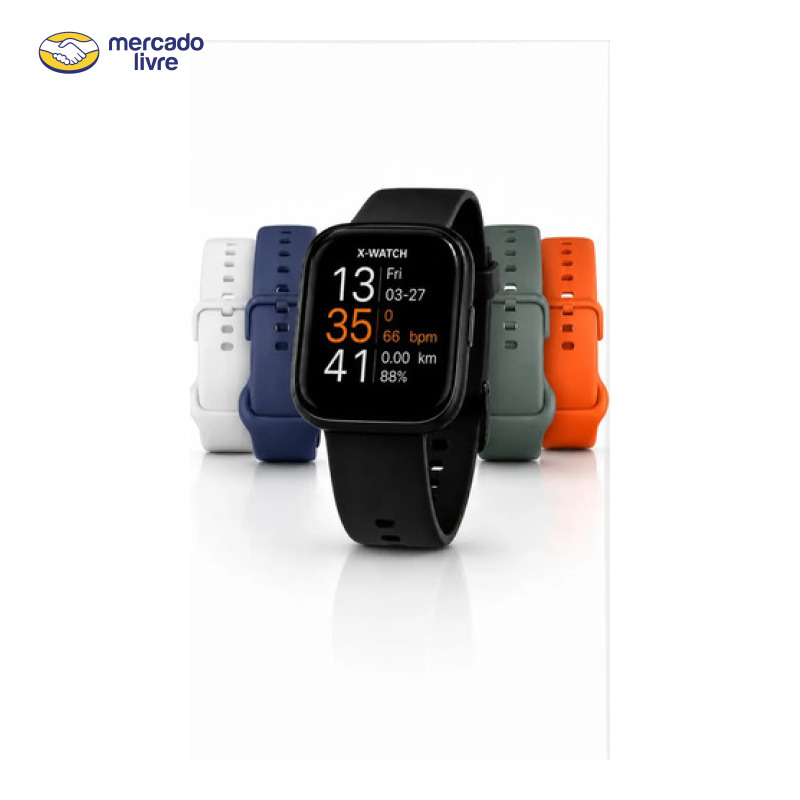 Relógio X-watch Masculino e Feminino Smartwatch Digital Esportivo Preto Pulseira De Silicone 4 Pulseiras Extras Original