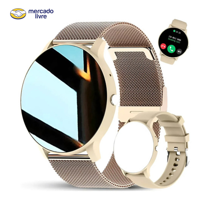 Kit Smartwatch A Prova D'água Mede Pressão Arterial Gps Mulh