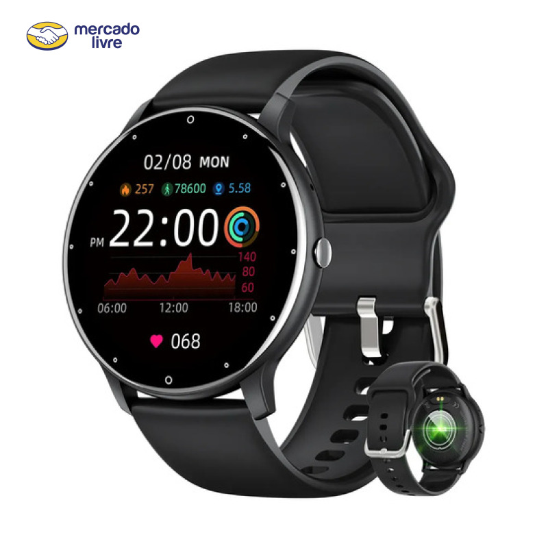 Relógio Inteligente Homens Esporte Smartwatch Impermeável Preto
