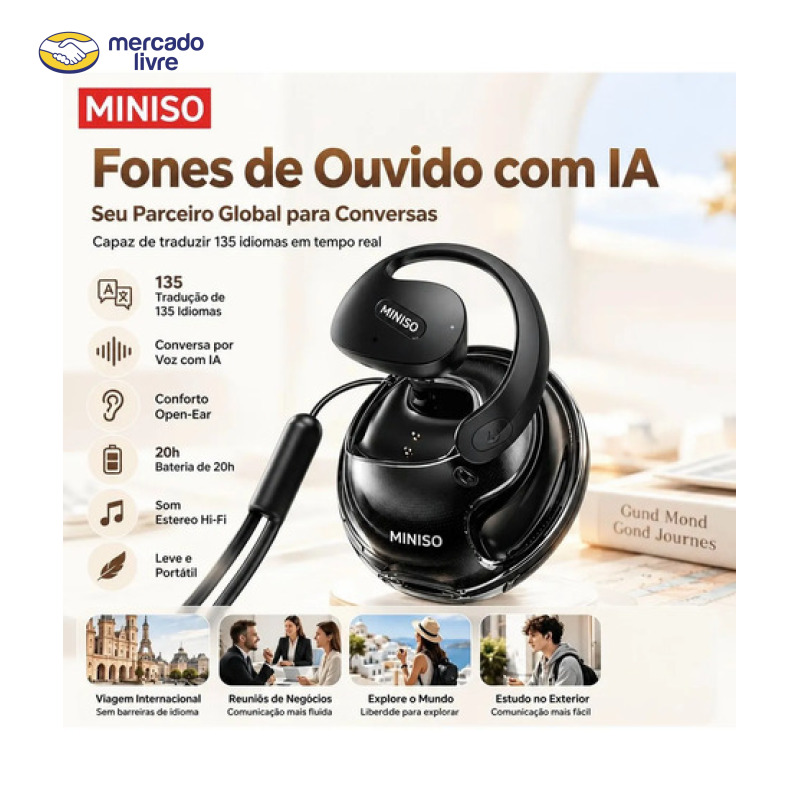 Miniso X15pro Fones Bluetooth 6.0 Tradutor Ai Esportivo Ipx5