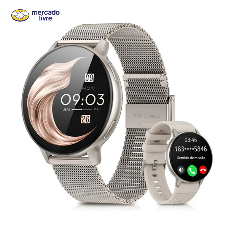 Smartwatch FoxBox BW0608 Prateado de 1.39" com Chamada Bluetooth e Pulseiras Extras