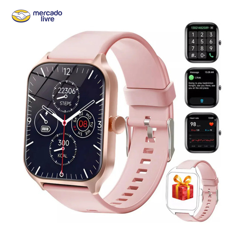 Relógio Inteligente Smartwatch Bluetooth Aiyin 2.01" 51mm Gts4 Ultra Max Cor Rosa Para Android Ios Iphone Com Esporte Digital Chamada Voz Presente Modos