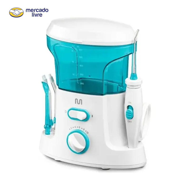 Irrigador Oral Clearpik Family 600ml Bivolt Com 5 Bicos Para Limpeza Profunda De Aparelhos Ortodônticos Implantes E Gengivas - HC037