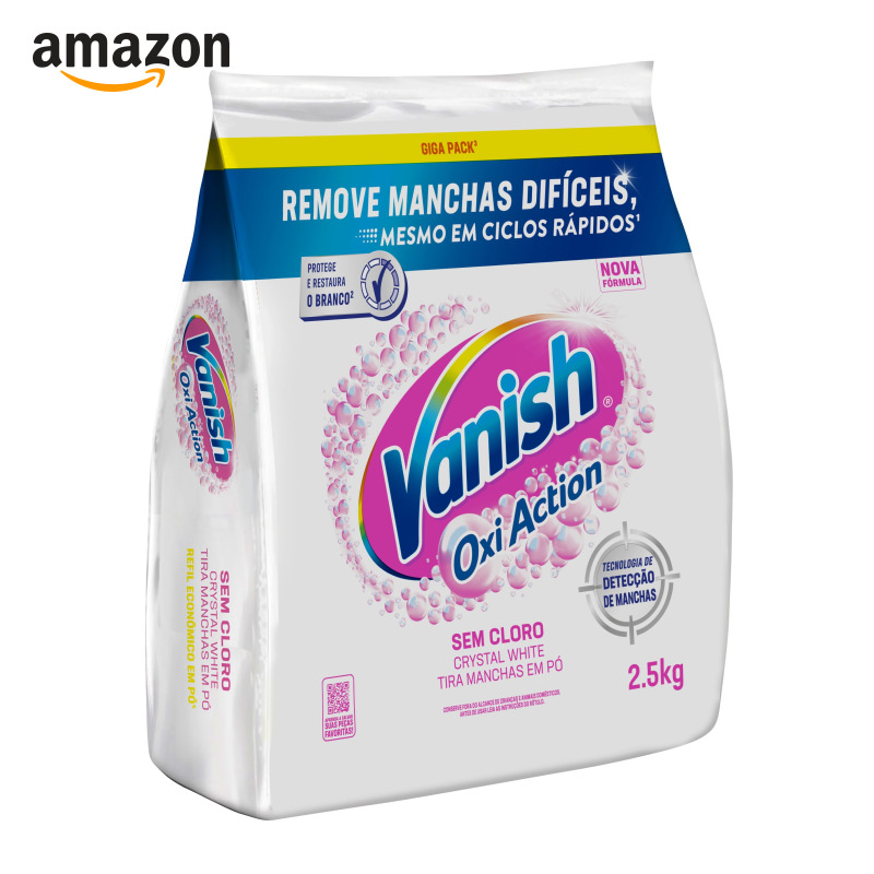 Anúncio patrocinado – Tira-Manchas em Pó para Roupas Brancas Vanish Oxi Action, 2,5kg | Crystal White, Refil, Sem Cloro, C...