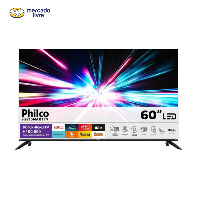Smart TV Philco 60" P60VIK 4K UHD LED Roku Dolby Audio Wi-Fi HDR10