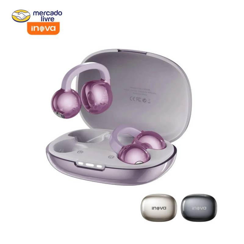 Fone de Ouvido Clip-Ear Inova Cases Bluetooth 6.0 Sem Fio com Microfone para iPhone Android – Violeta