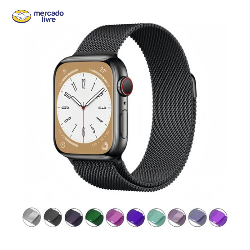 Milan Magnética Pulseira De Aço Inoxidável Para Apple Watch Preto 42mm/44mm/45mm/49mm/s10 46mm/s11 46mm