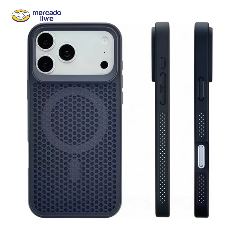 Capa Magnética Respirável Para iPhone 18 17 16 15 Pro Max Preto 17promax/18promax