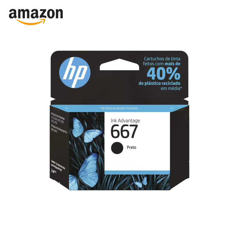 Cartucho de tinta HP 667 Preto Original (3YM79AB) Para Impressora Deskjet 2376, 2776, 6476, 5076, 5276