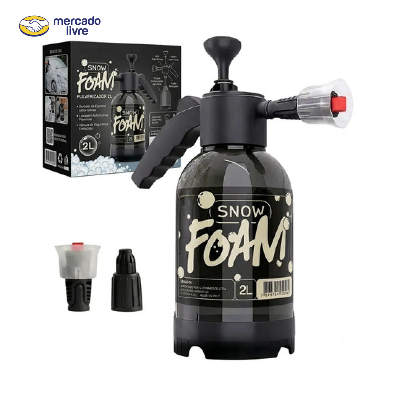 Snow Foam Pulverizador Manual Borrifador Alta Pressão 2 Litros Com 2 Bicos Espuma Automotivo Lavagem Carro Moto Limpeza Jardim