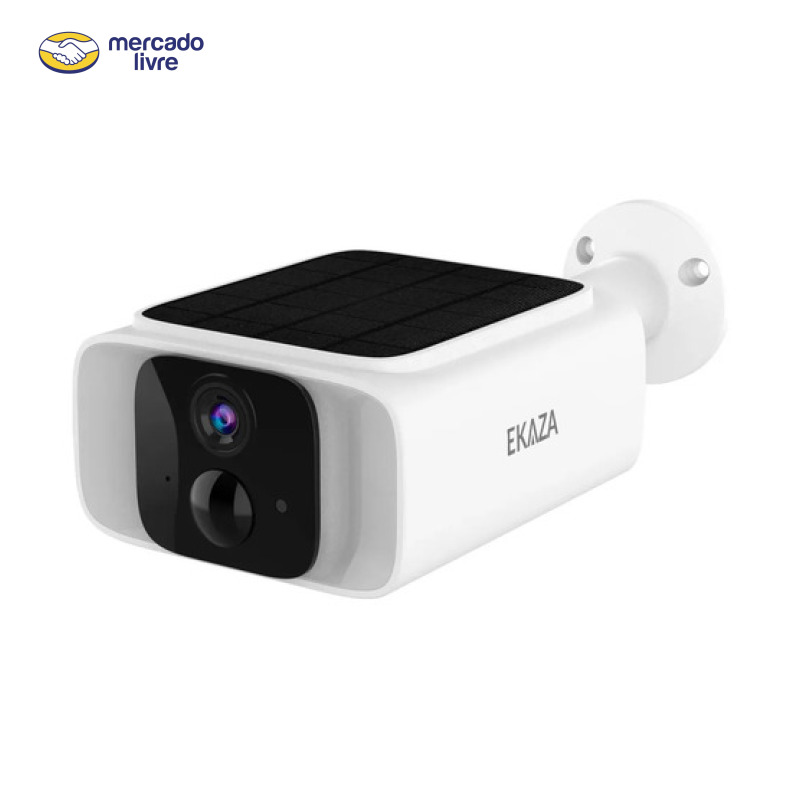 Câmera De Segurança Inteligente Solar Wifi Ekaza 3mp 2k Ip65 Visão Noturna Áudio Bidirecional App Branco