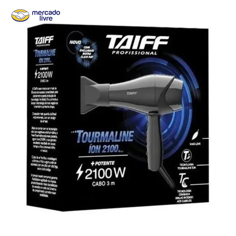 Secador Taiff Tourmaline Íon 2100W – Alta Performance Preto