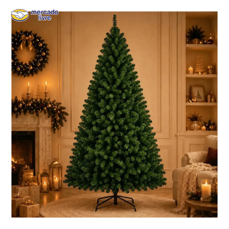 Árvore De Natal Grande 2,10 Metros Pinheiro Tradicional 1000 Galhos Cheia Verde Luxo