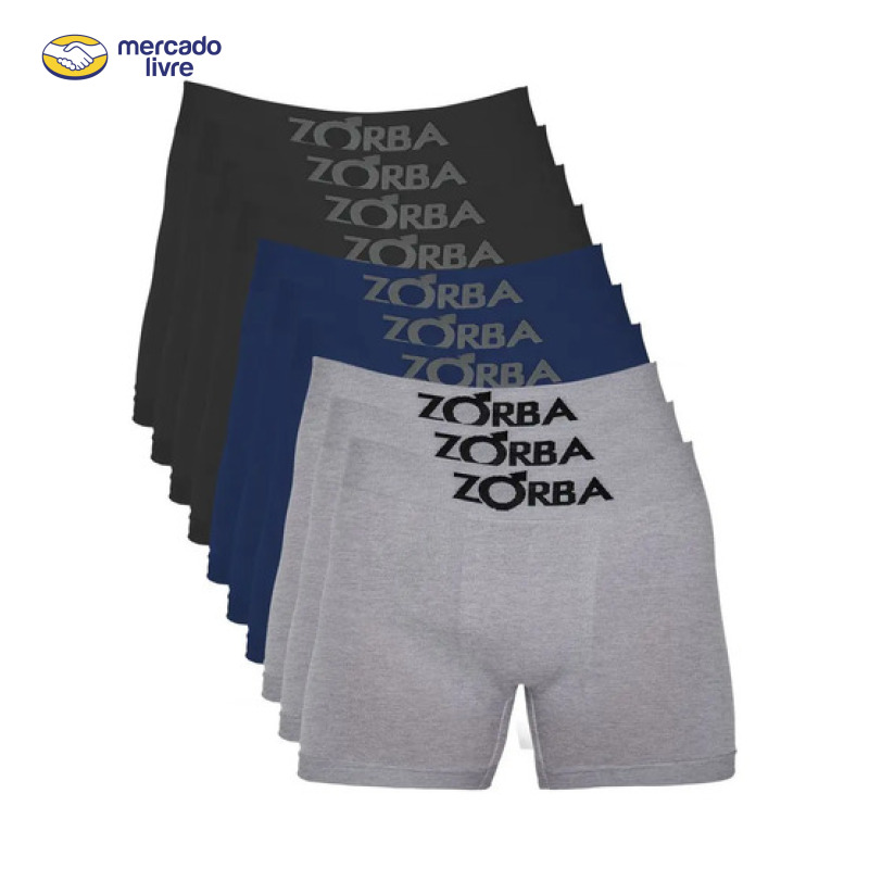 Kit 10 Cuecas Zorba Boxer Sem Costura Algodão 781