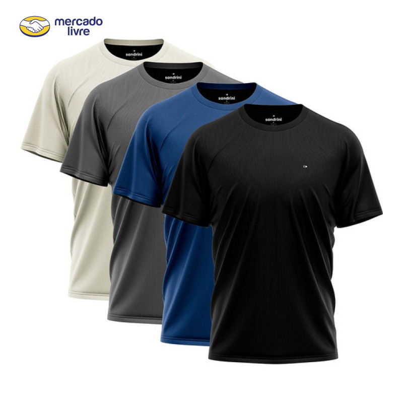 Kit 4 Camiseta Dry-fit Sandrini Masculina Academia Caminhada