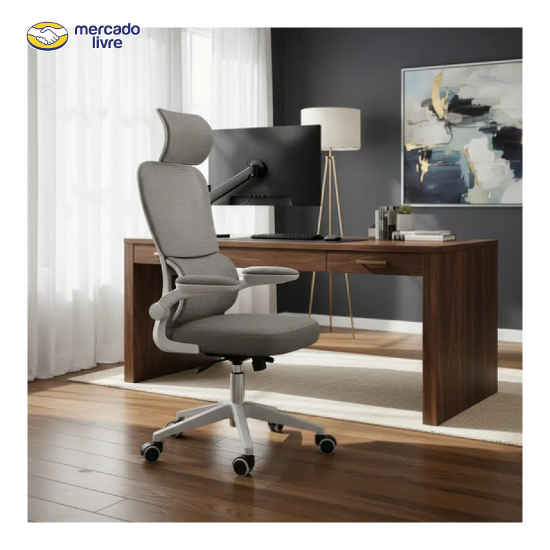 Cadeira Escritório Ergonômica Genebra G500 NR-17 Luvinco Cor Cinza Com Suporte Lombar Estofado Mesh