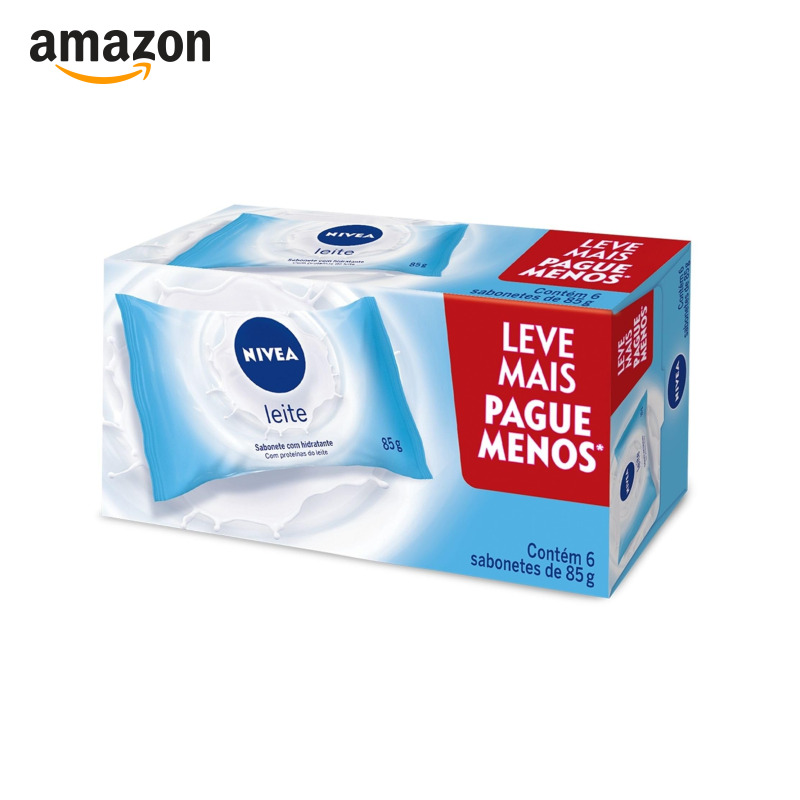 NIVEA Sabonete em Barra Hidratante Leite Promo 6 un. 85g - Com fragrância suave e espuma cremosa, esse sabonete limpa e manté