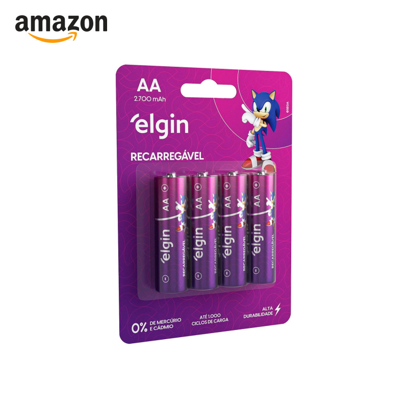 Pilha recarregável AA 2700Mah Elgin Com 4 unidades Comum | Com 4 unidades, Comum