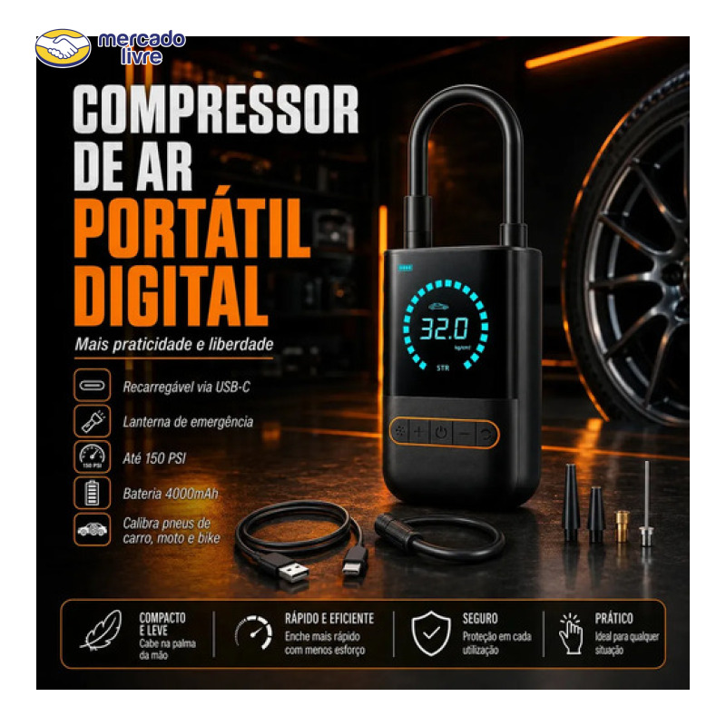 Compressor De Ar Mini Bomba Calibrador De Ar Portátil Recarregável Para Pneus De Bicicleta Moto Carro Bolas Infláveis