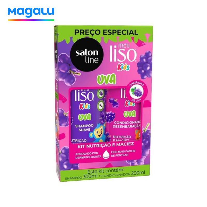 Kit Meu Liso Shampoo e Condicionador Uva Salon Line Kids