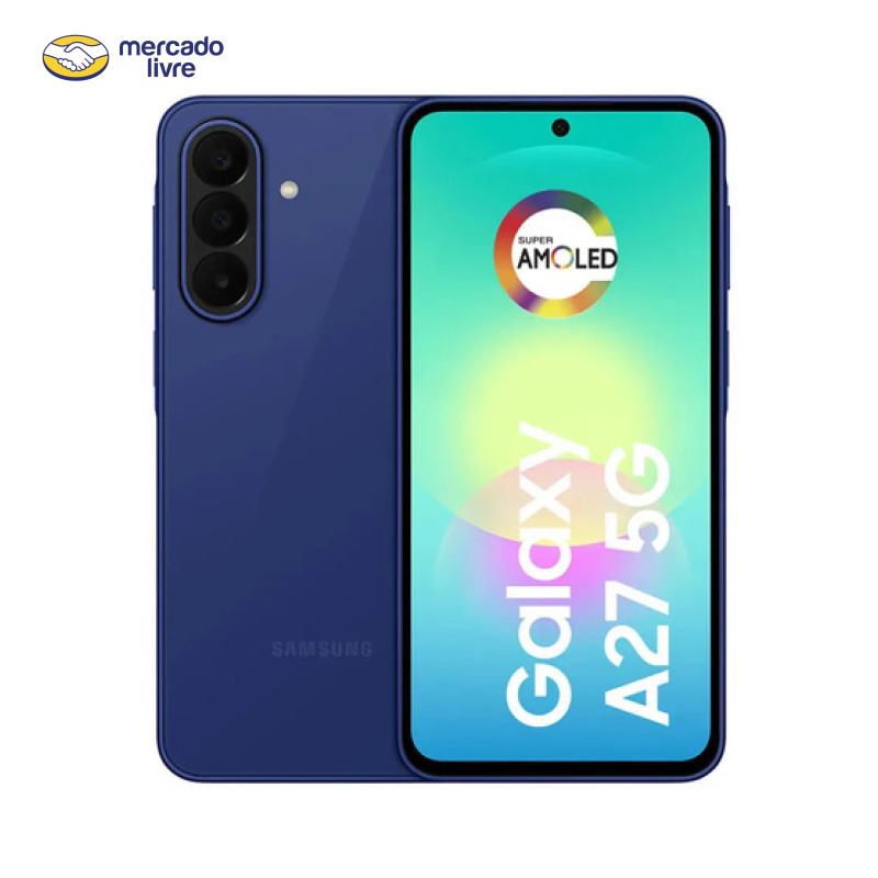 Smartphone Samsung Galaxy A27 5G 128GB 6GB, Super Amoled 6.7'', Câmera Tripla 50MP Selfie 12MP, 5000 mAh, Ip67, NFC, Dual Sim, Recursos IA - Azul