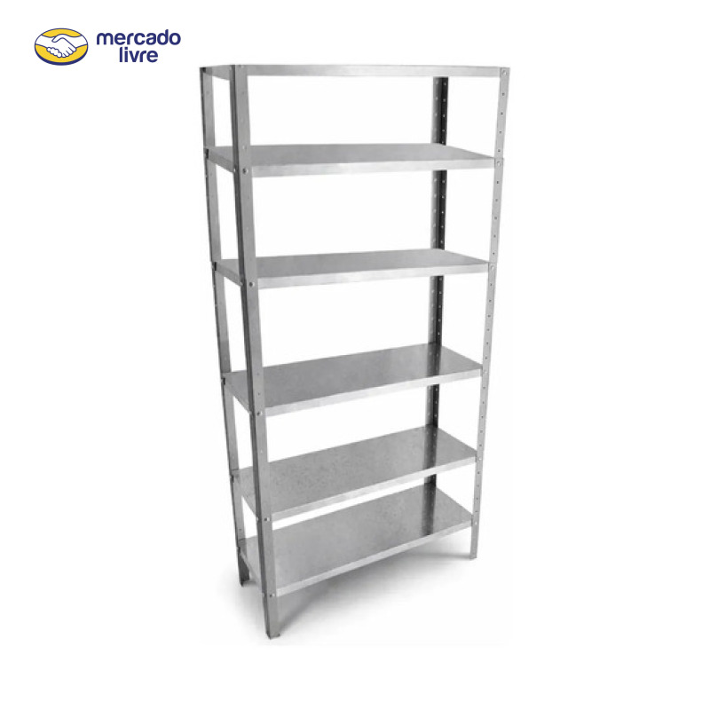Estante Prateleira Multiuso Aço Galvanizado 180x60x28cm Prateado