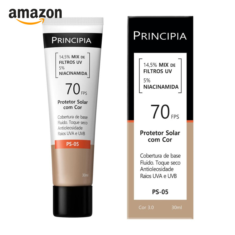 Protetor Solar Facial Principia, Cor 3.0, FPS 70, 30ml | 14,5% Mix de Filtros UV, 5% Niacinamida, PS-05