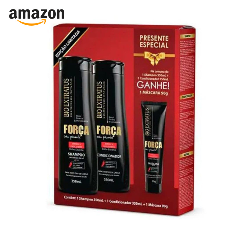 Kit de Shampoo + Condicionador + Máscara Bio Extratus Força com Pimenta