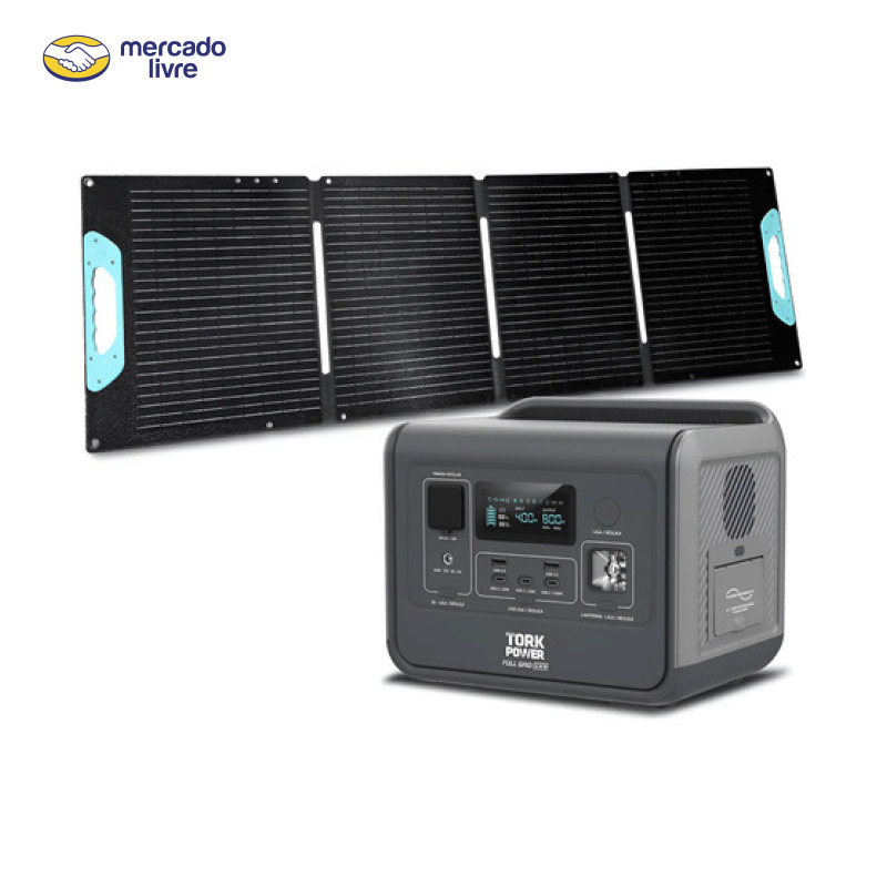 Kit Gerador Estação Energia Tork 800w 127v Painel Solar 100w Power Station
