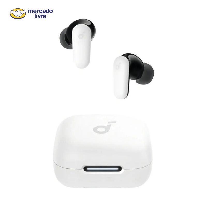 Fone de Ouvido Bluetooth 5.4 soundcore P30i da Anker, Cancelamento de Ruído Adaptativo, Graves Poderosos, 45H de Reprodução, Estojo 2-em-1 com Suporte para Celular, IP54, Fone sem fio TWS, Branco