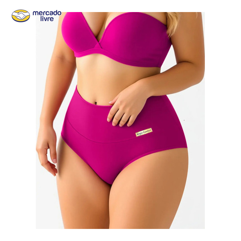 Kit Com 6 Calcinha Plus Size Cós Alto G1 E G2 Confortável