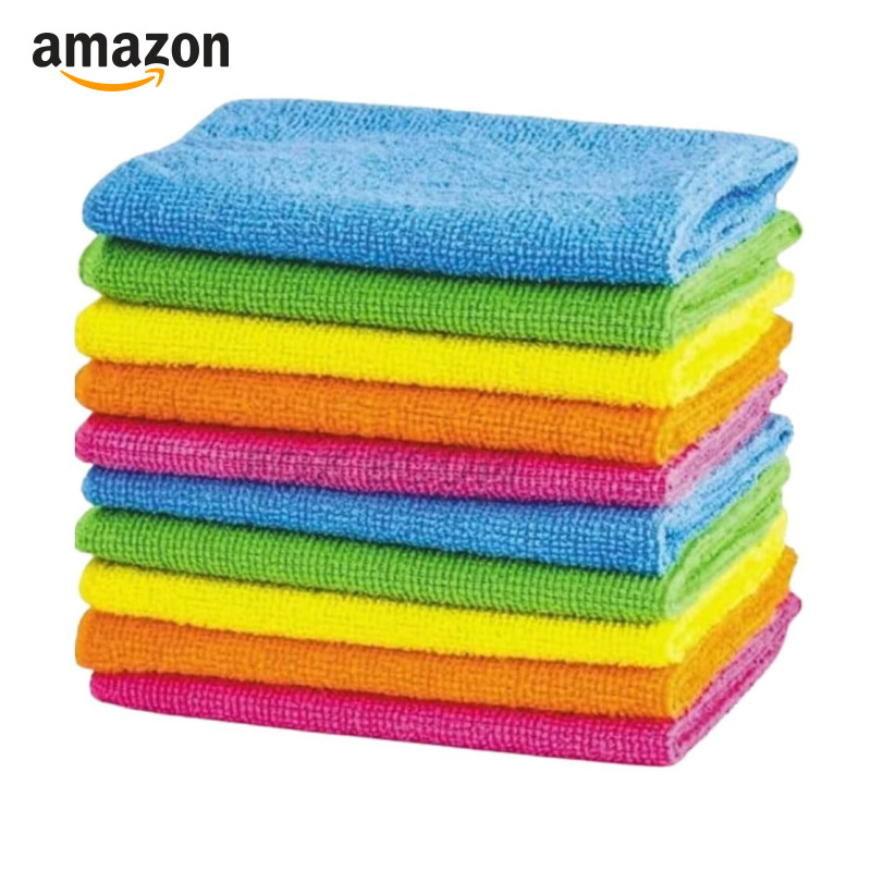 Kit com 10 Panos de Microfibra para Limpeza Multiuso Alta Absorção Lavável e Reutilizável Não Risca 25x25