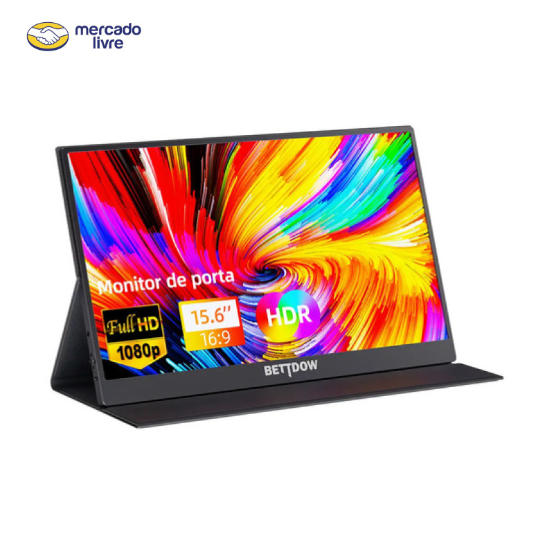 Monitor Portátil Gamer Bettdow 15.6'' Full HD 60Hz IPS Compatível 4K Preto