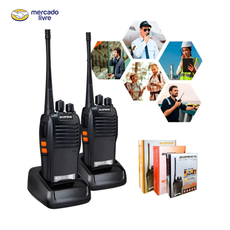 Baofeng Kit 2 Comuncador 16 Ch 12km Baofeng 777s Ht Cor Preto