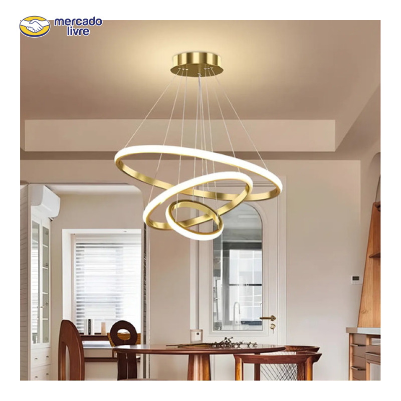 Lustres Sala, Luminaria Pendente Teto - 3 Cores Lampada Led 127/220v C3
