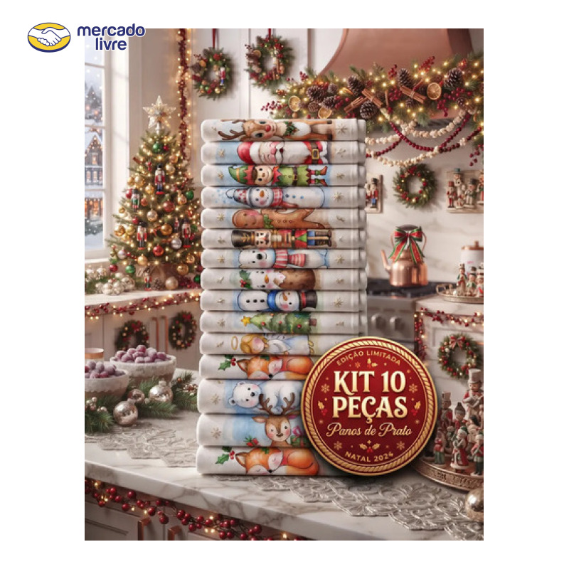Kit 10 Pano De Prato Estampado 100% Algodão