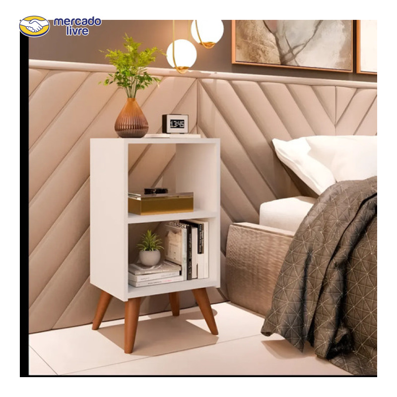 Mesa De Cabeceira Criado Retro Cama Quarto Suite Cor Branca