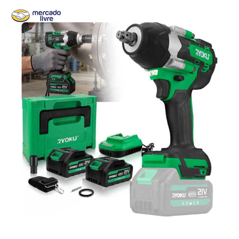 Chave De Impacto 1/2'' 700nm Brushless 2 Baterias Maleta Verde 127/220v