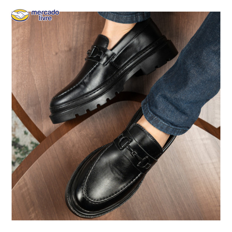 Sapato Social Masculino Mocassim Adulto Tratorado Moderno