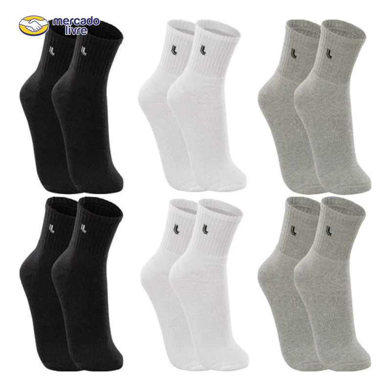 Kit 6 Pares Meias Lupo Cano Médio Esportivas Academia
