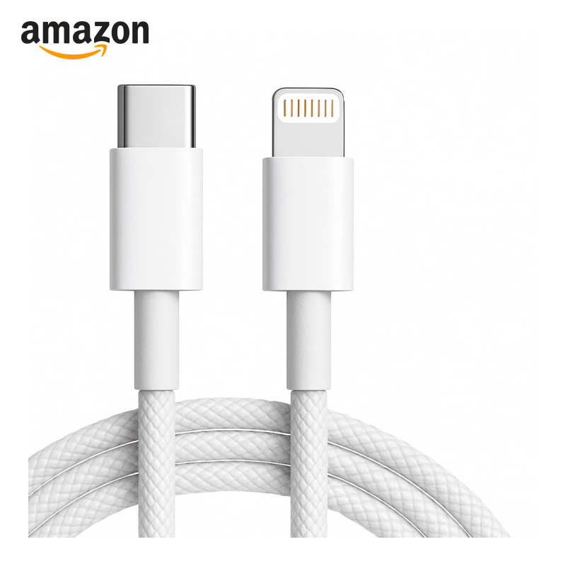 Cabo Carregador Turbo USB-C 1 Metro Trançado De Nylon Branco Compativel Com Iphone 14,13,12,11,X e XR