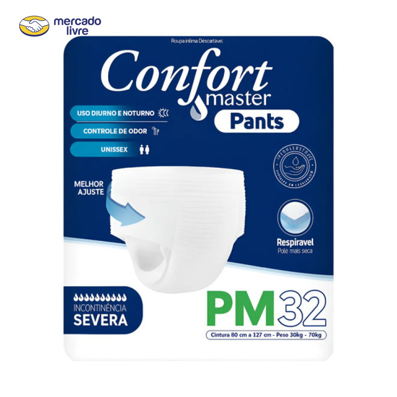 Fralda Geriátrica Adulto Confort Master Pants | Tamanho P/M | 32 Unidades