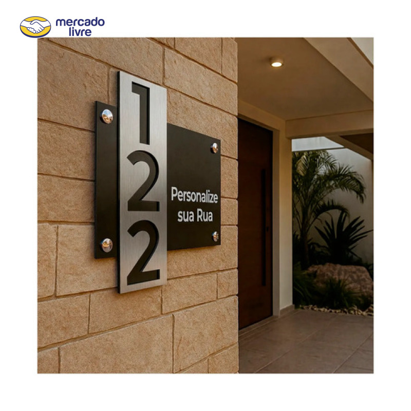 Placa De Números Residenciais Alumínio Composto Acm Moderna