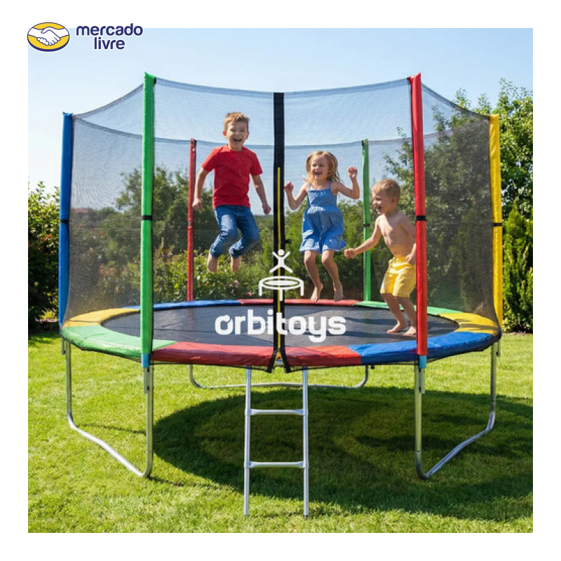 Cama Elástica Orbitoys 3.05 m com Rede de Proteção e Suporte de 335 kg
