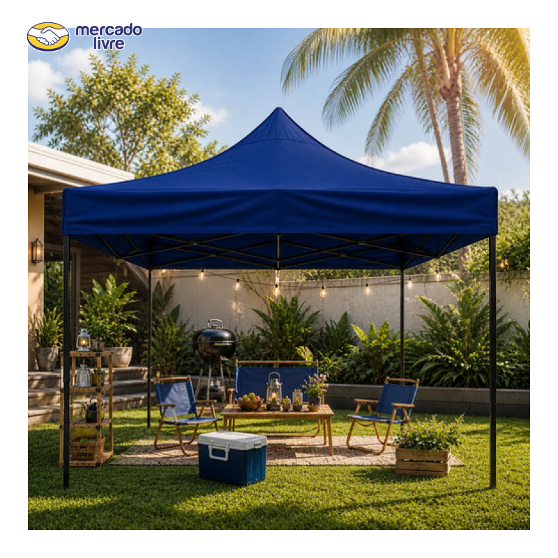 Tenda Sanfonada Gazebo 3x3 Articulada Pesca Praia Camping Azul-escuro