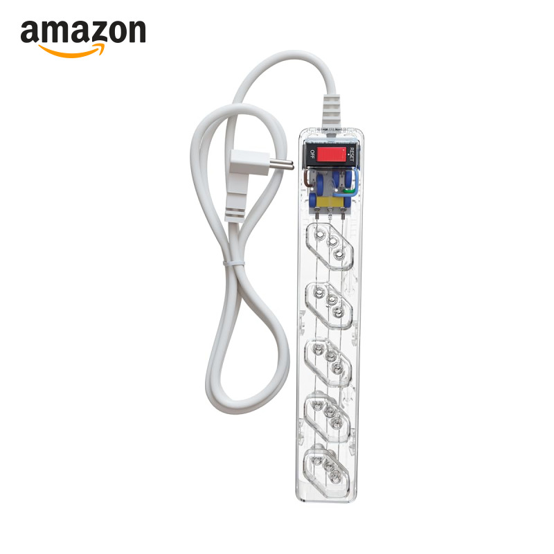 Filtro de Linha CLAMPER iCLAMPER Energia 5, 5 Tomadas, Proteção Contra Surtos Elétricos, 10A, Bivolt, Cabo 1m, Transparente