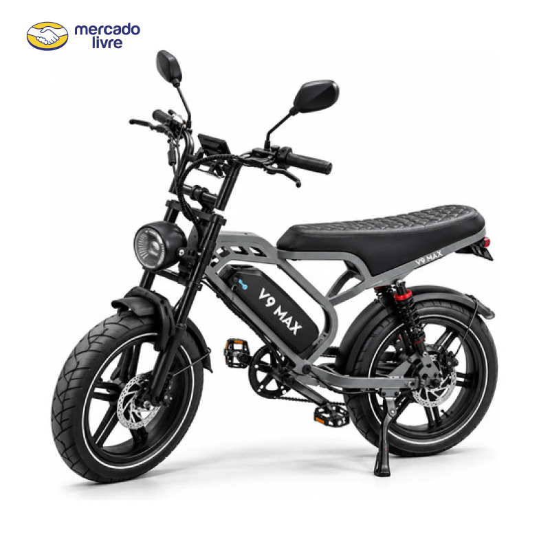 Bicicleta Bike Eletrica V9 Max 1000w 48km Freio Hidraulico Preto