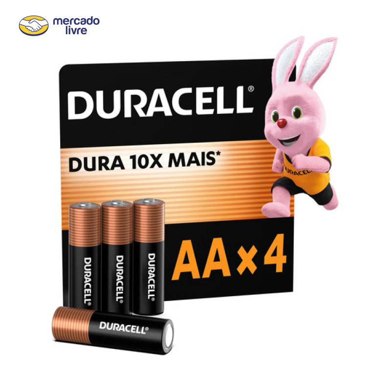 Pilha Alcalina Aa Pequena Duracell Com 4 Unidades